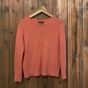 Peach Coral Crewneck Sweater Knit - Medium